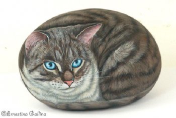Кошачий калейдоскоп - живопись на камне